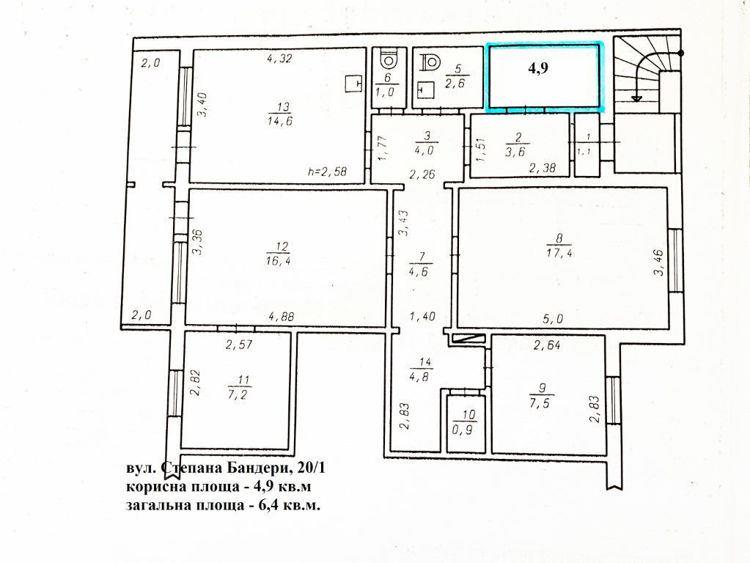  Зображення вул. Степана Бандери, 20/1 (6,4 кв.м) 